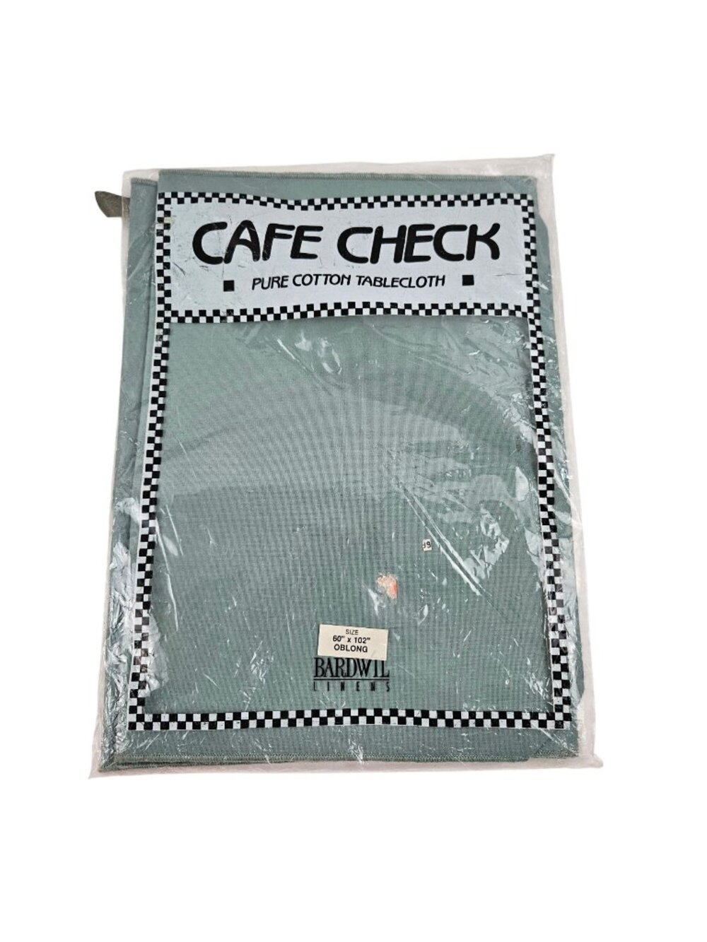 Bardwil Linens Tablecloth Cafe Check Green Cotton 60 x 102 Oblong Rectangle NOS